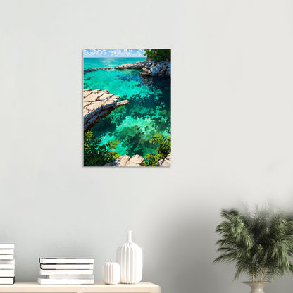 Affiche illustrée Plage sauvage du Yucatán — poster rétro, impression beaux-arts 250g