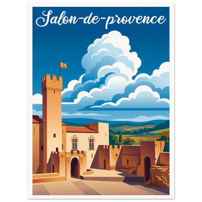 Affiche illustrée Salon-de-Provence — poster rétro, impression beaux-arts 250g