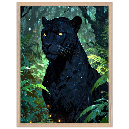 Affiche Panthère noire encadrée, cadre bois (vue 4)