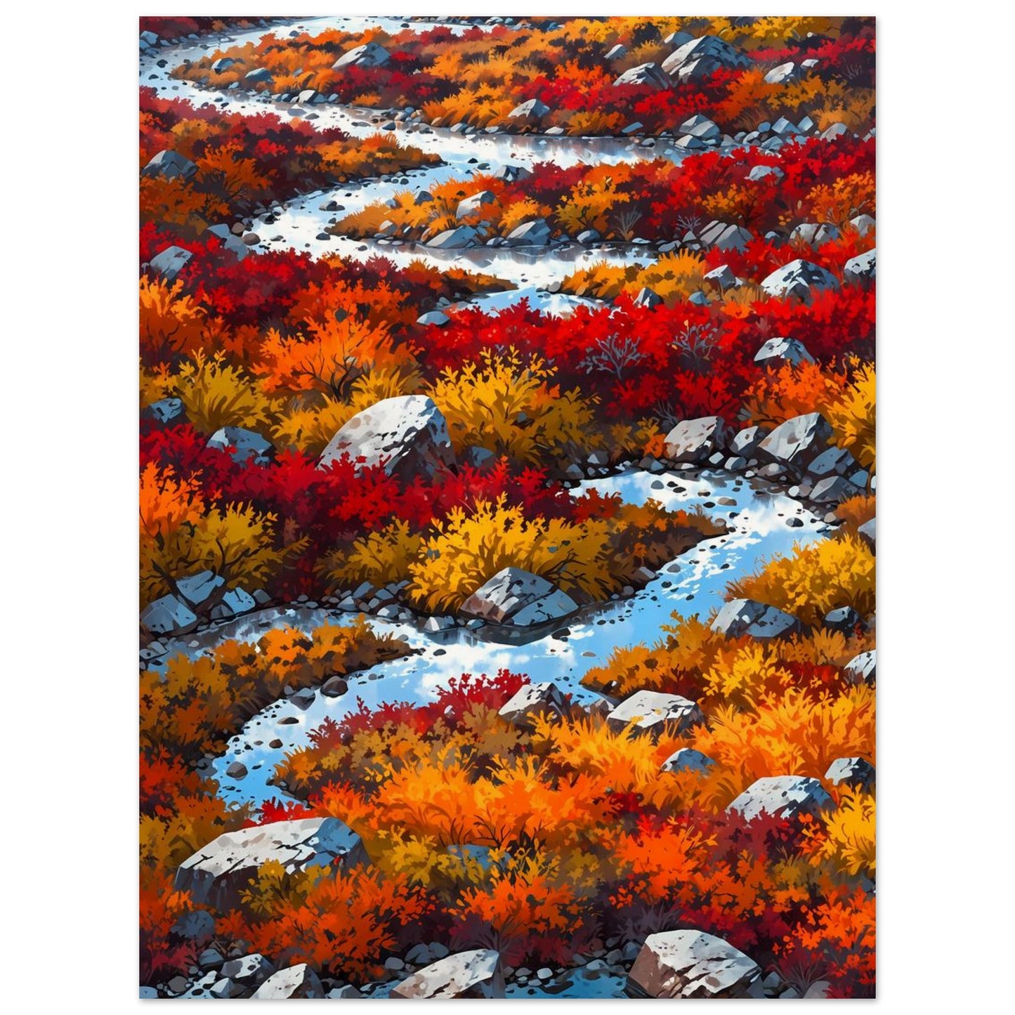 Affiche illustrée Toundra en automne — poster rétro, impression beaux-arts 250g