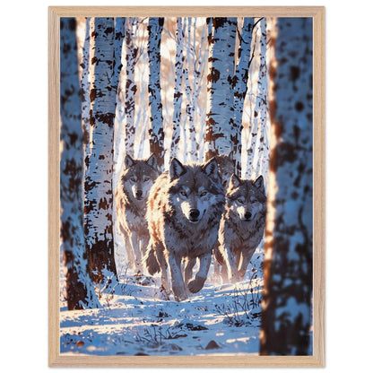 Affiche Meute de loups encadrée, cadre bois (vue 5)
