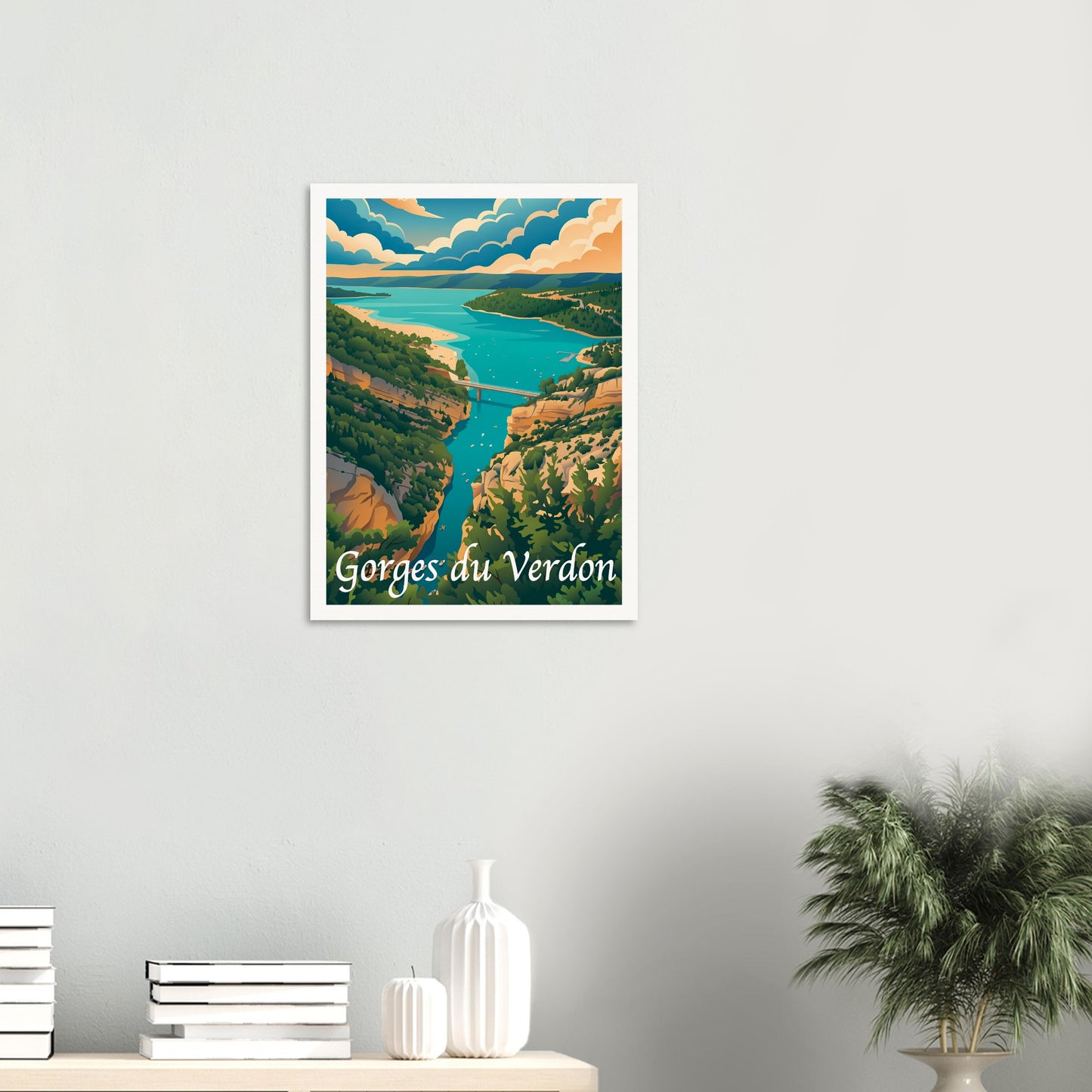 Affiche illustrée Gorges du Verdon — poster rétro, impression beaux-arts 250g