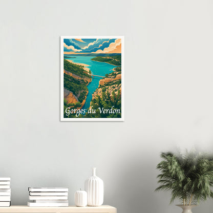 Affiche illustrée Gorges du Verdon — poster rétro, impression beaux-arts 250g
