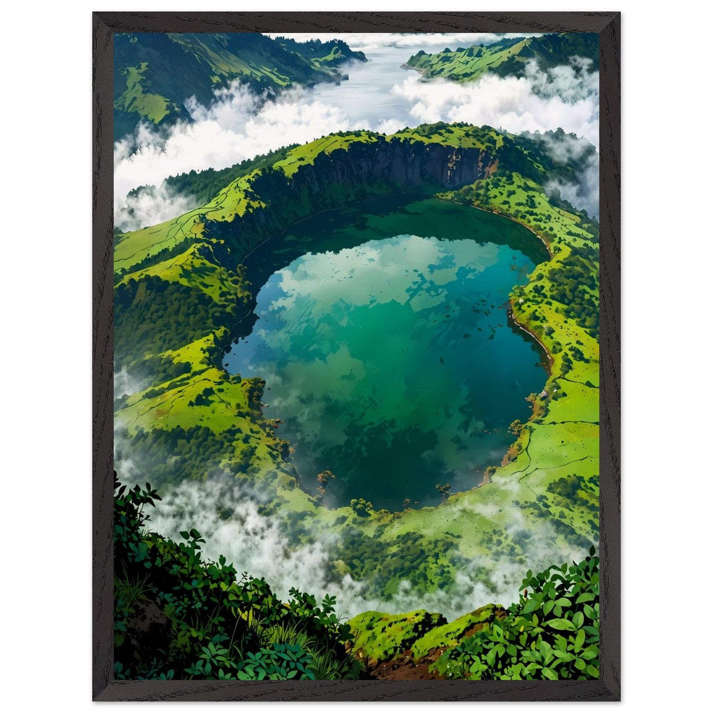 Affiche Paysage des Açores encadrée, cadre bois (vue 3)