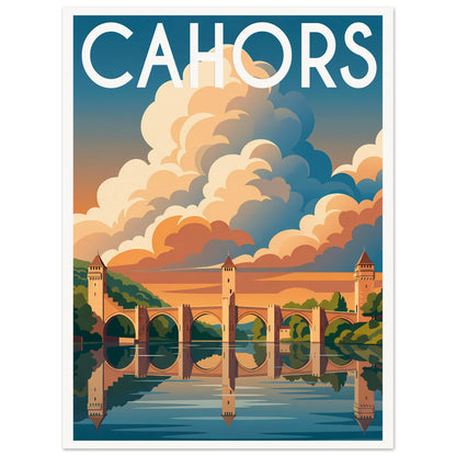 Affiche illustrée Cahors — poster rétro, impression beaux-arts 250g