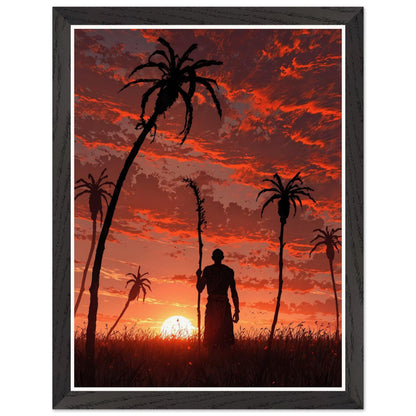 Affiche illustrée Villageois Encadrée — poster rétro, impression beaux-arts 250g