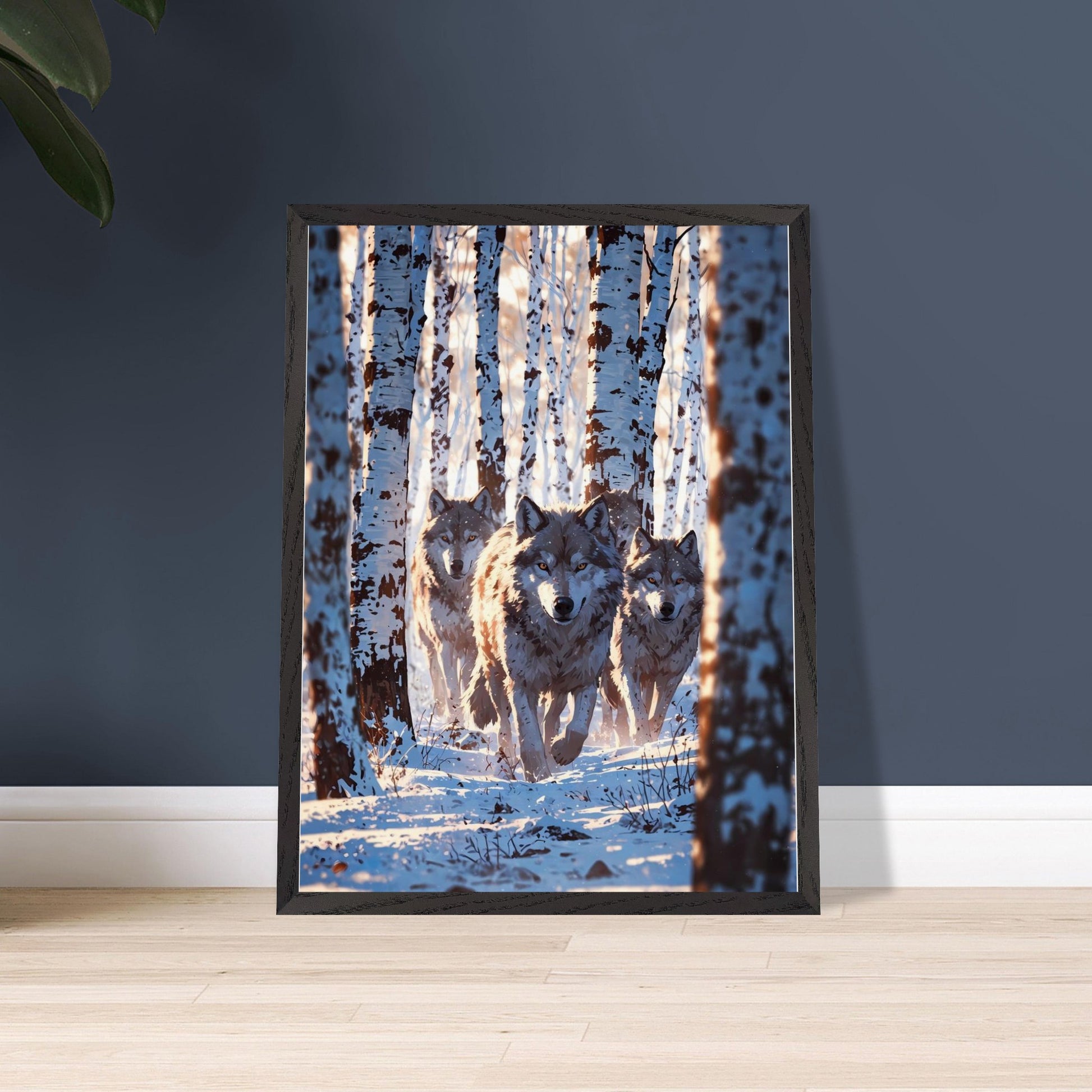 Affiche Meute de loups encadrée, cadre bois (vue 3)