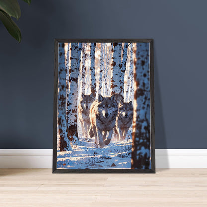 Affiche Meute de loups encadrée, cadre bois (vue 3)