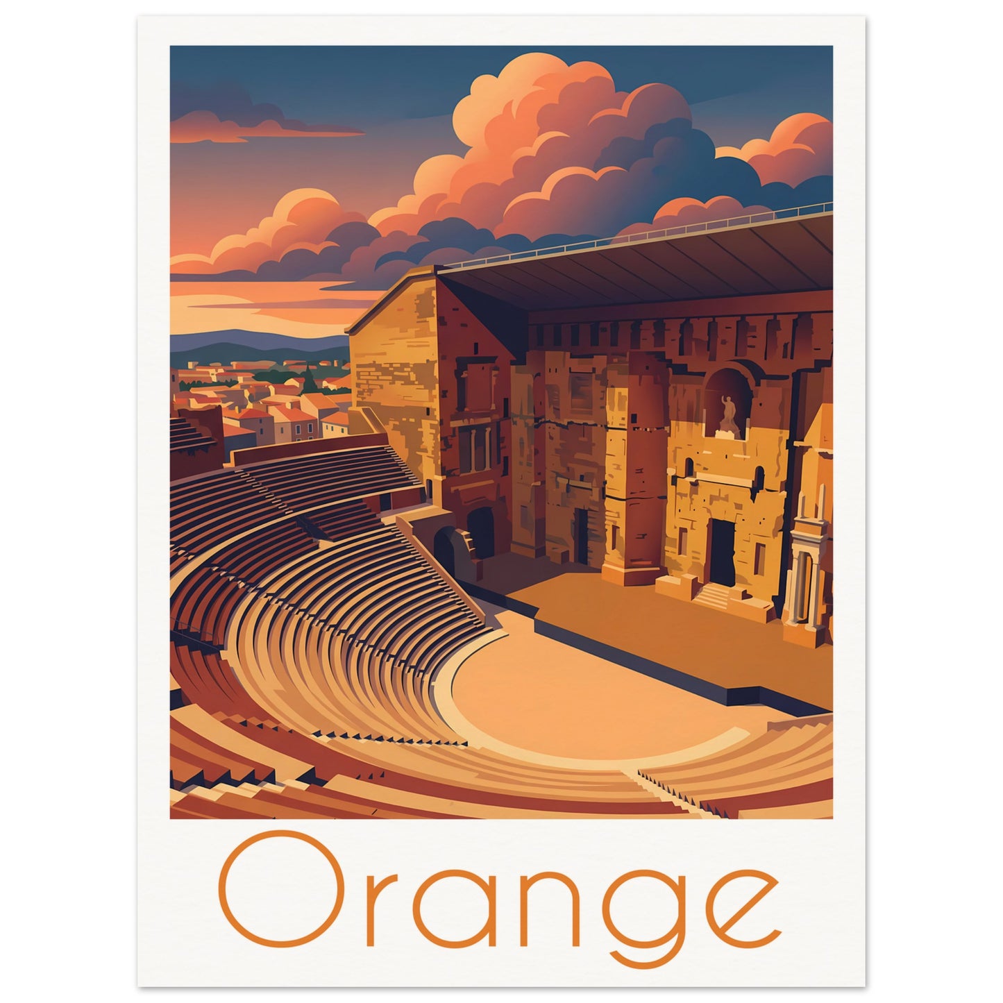 Affiche illustrée Orange — poster rétro, impression beaux-arts 250g