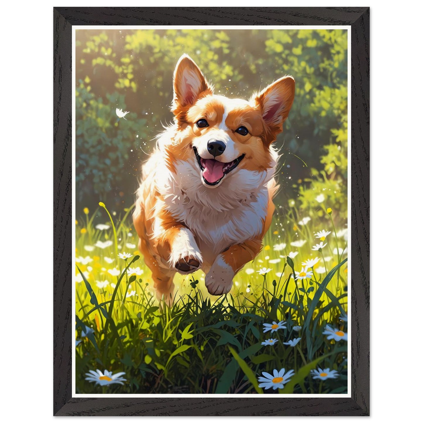 Affiche illustrée Corgi roux Encadrée — poster rétro, impression beaux-arts 250g