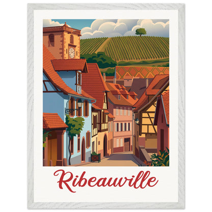 Affiche illustrée Ribeauville — poster rétro, impression beaux-arts 250g