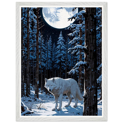 Affiche illustrée Louve blanche Encadrée — poster rétro, impression beaux-arts 250g