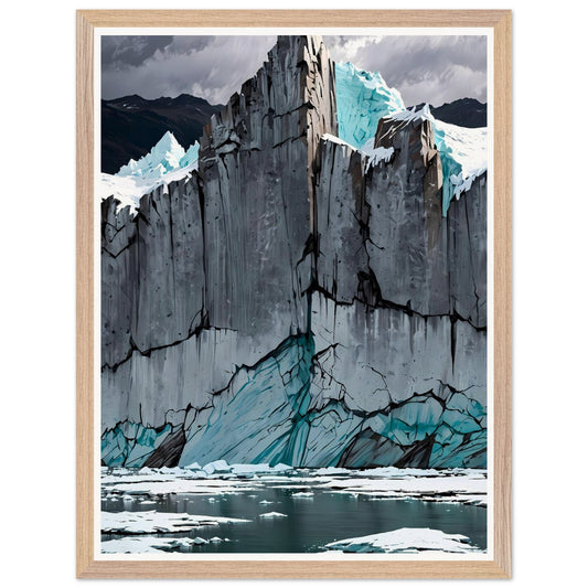 Affiche illustrée Glacier bleu Encadrée — poster rétro, impression beaux-arts 250g