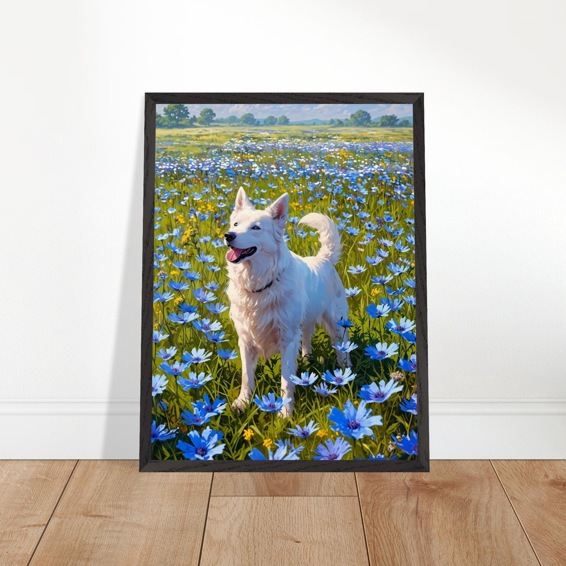 Affiche Berger Blanc Suisse encadrée, cadre bois (vue 4)