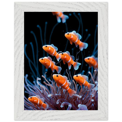 Affiche Anémones de mer Encadrée, cadre blanc 15x20 cm