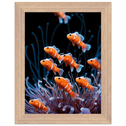 Affiche Anémones de mer Encadrée, cadre bois 15x20 cm