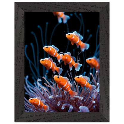 Affiche Anémones de mer Encadrée, cadre noir 15x20 cm