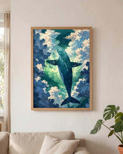 Affiche Aquarelle imaginaire Encadrée, mockup en situation dans un interieur, Muchimura
