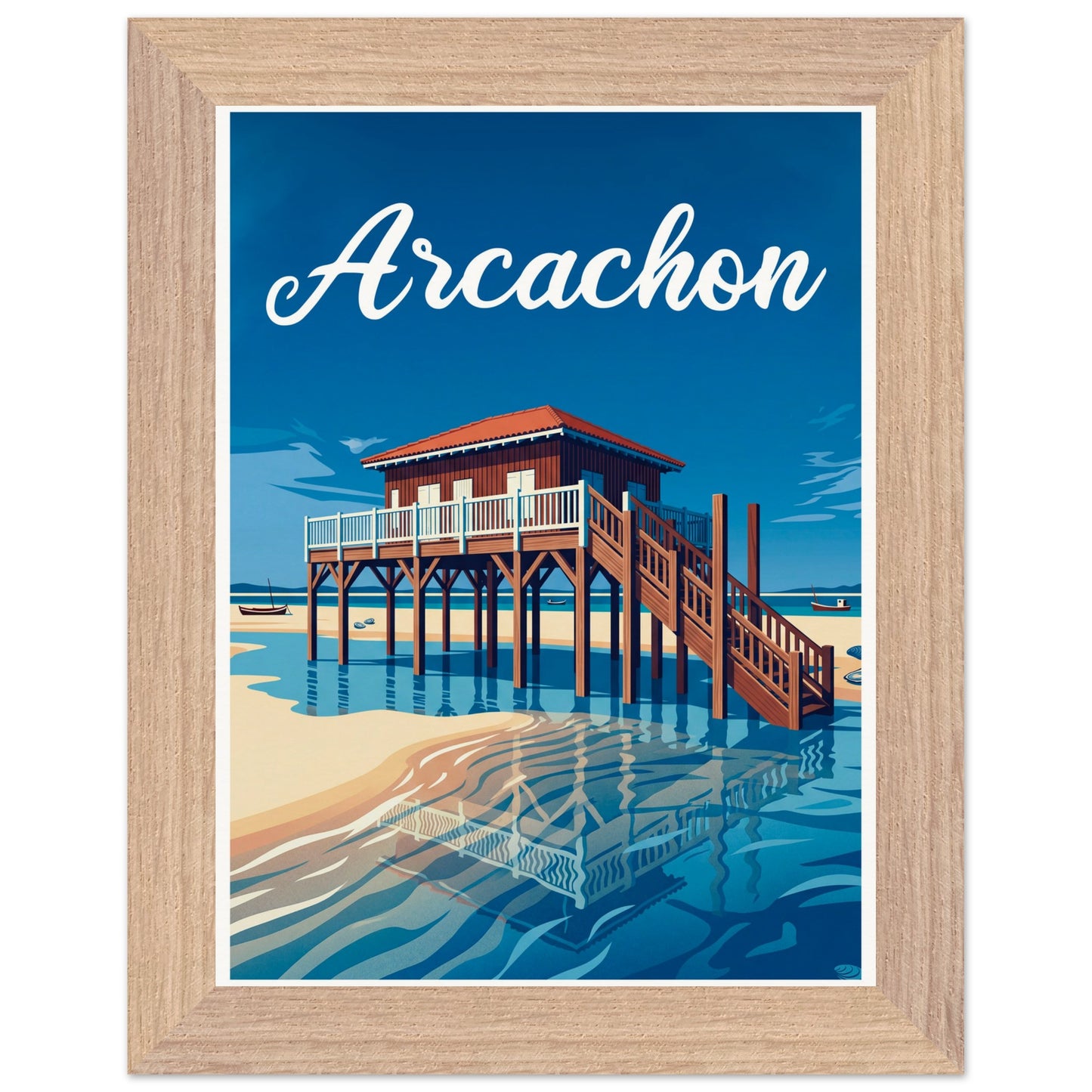 Affiche Arcachon - Encadrée, cadre bois 15x20 cm