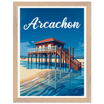 Affiche Arcachon - Encadrée, cadre bois 30x40 cm