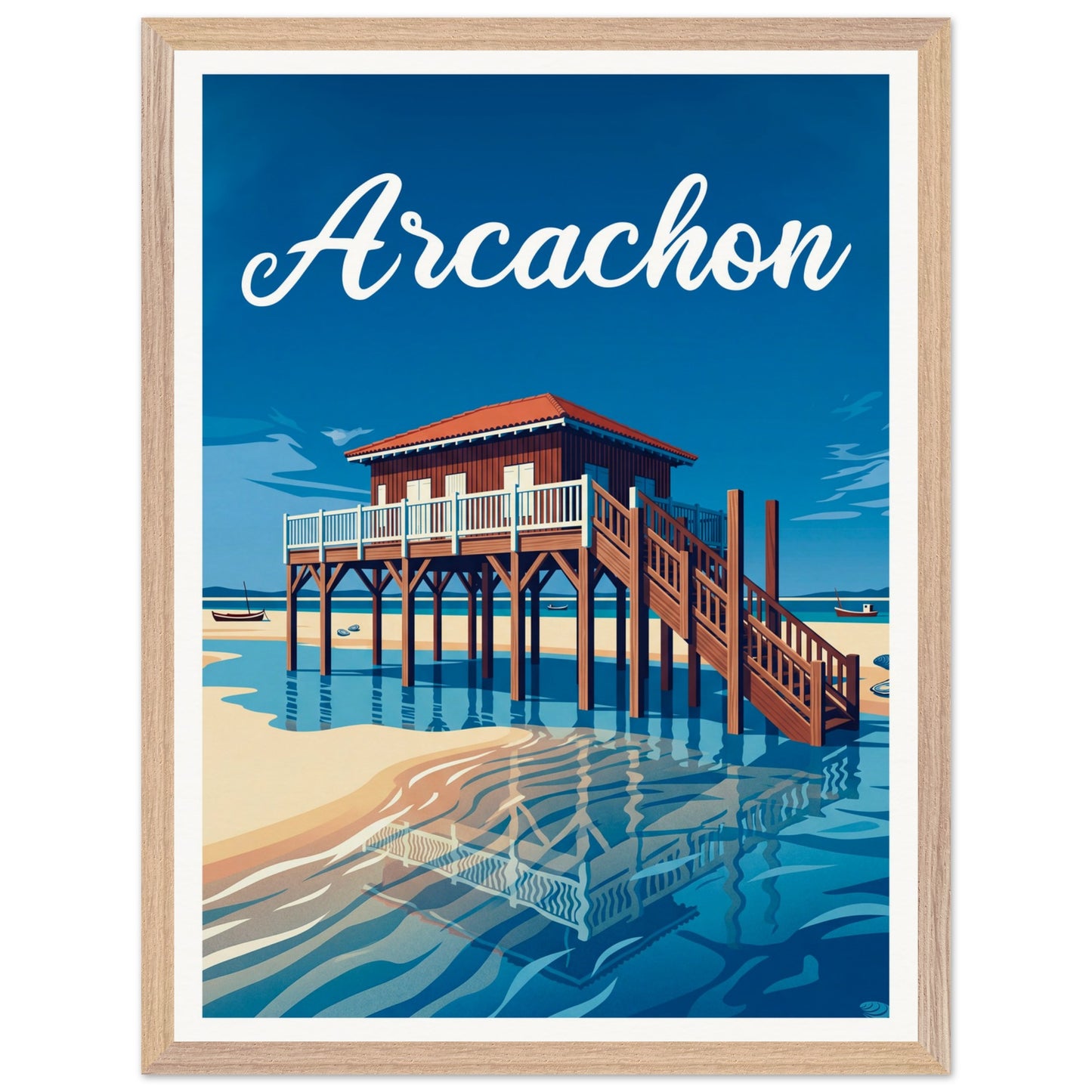 Affiche Arcachon - Encadrée, cadre bois 45x60 cm
