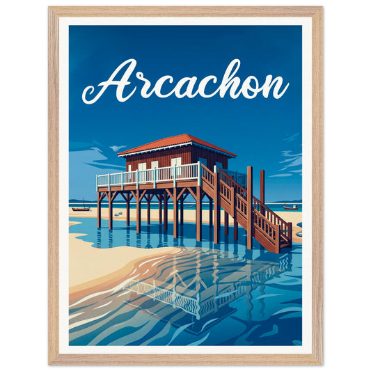 Affiche Arcachon - Encadrée, cadre bois 45x60 cm