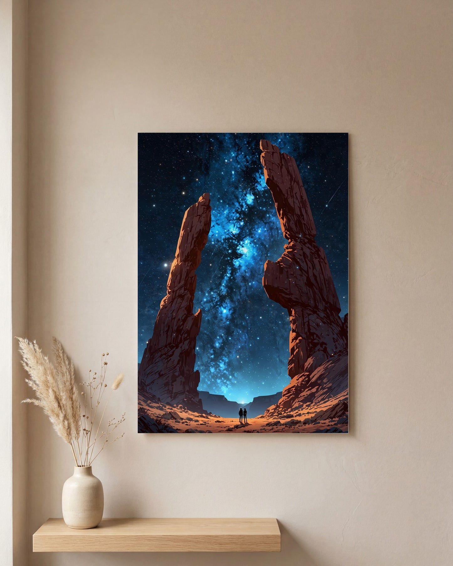 Affiche Arche de Pierre Géante, mockup sur un mur epure, Muchimura