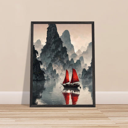 Affiche Baie de Ha Long Encadrée, cadre noir 45x60 cm