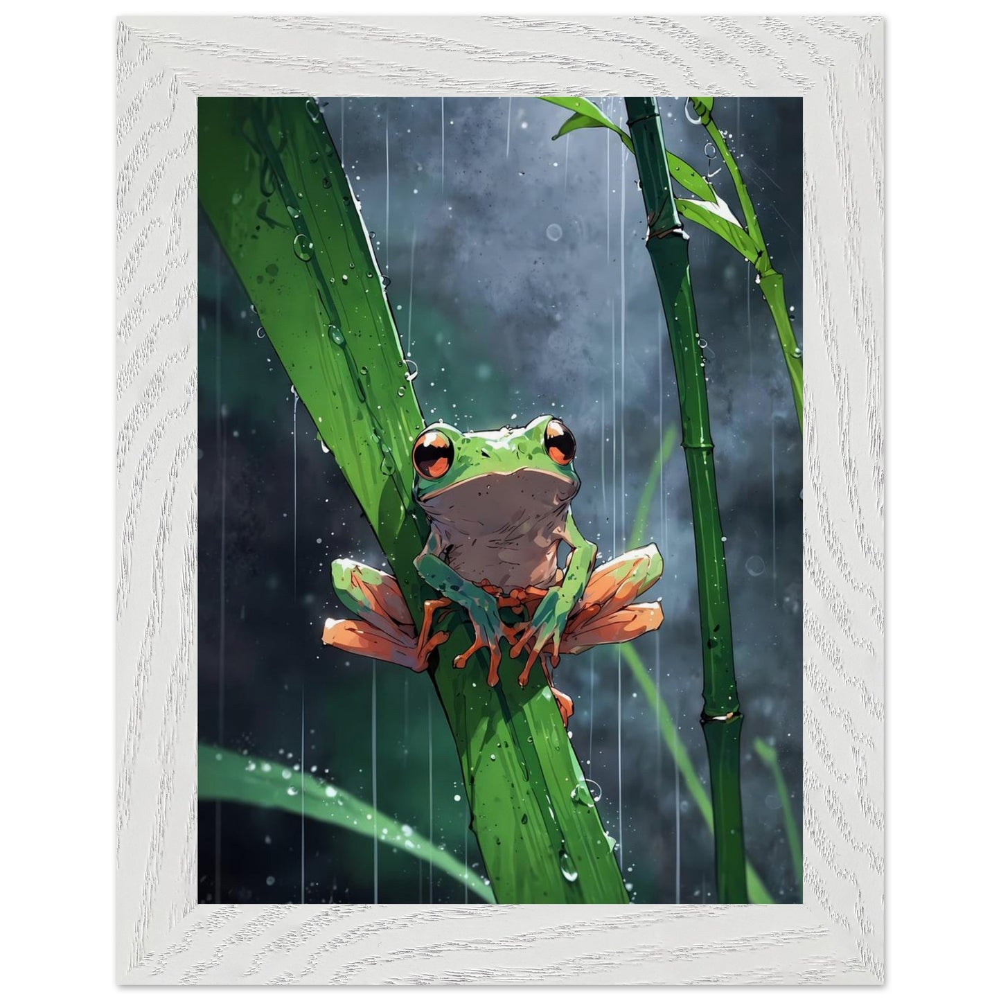 Affiche Bambouseraie Encadrée, cadre blanc 15x20 cm