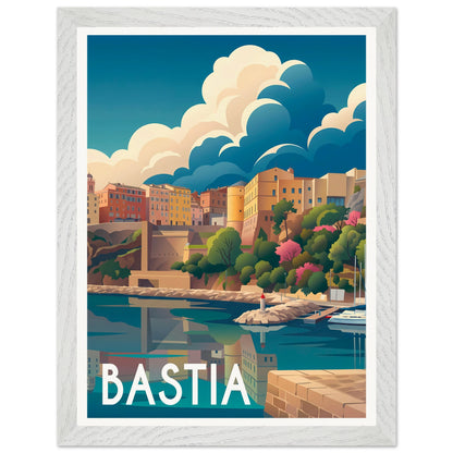 Affiche Bastia - Encadrée, cadre blanc 30x40 cm