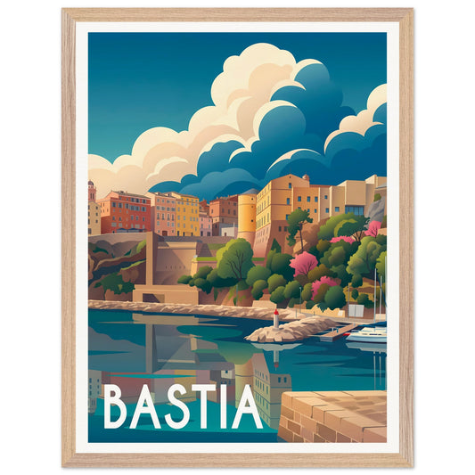 Affiche Bastia - Encadrée, cadre bois 45x60 cm