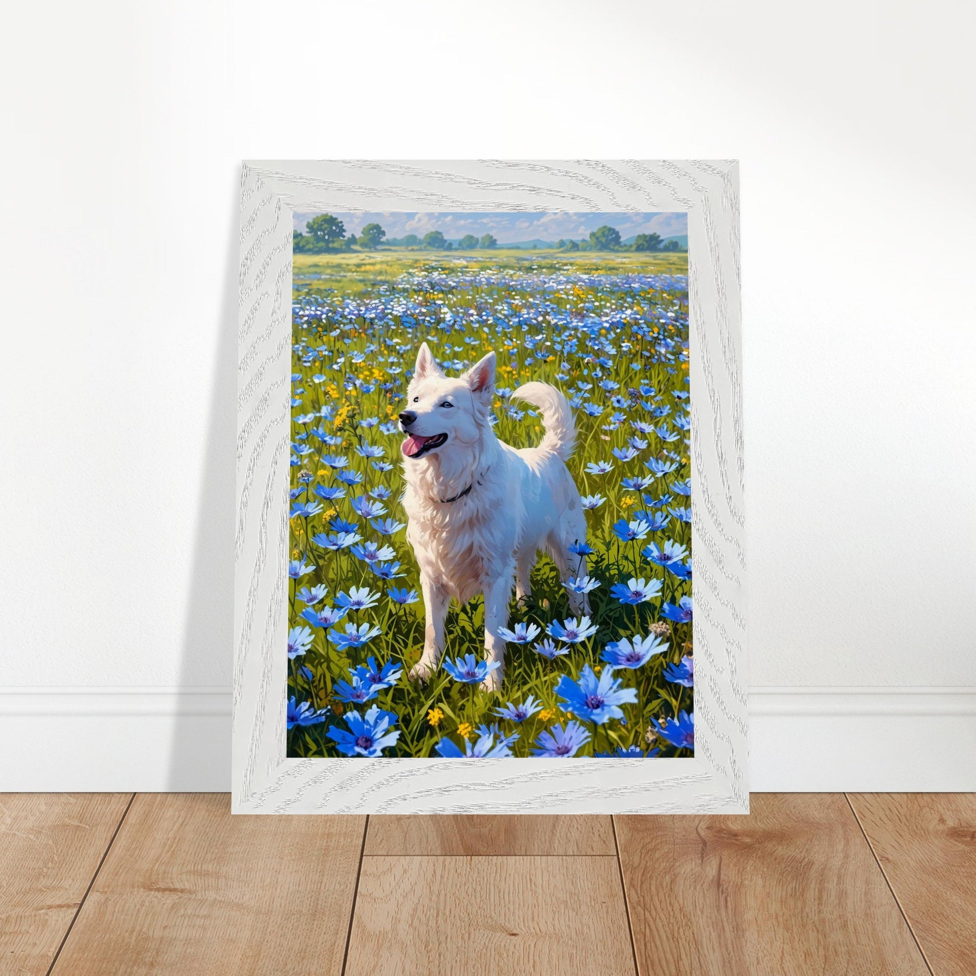 Affiche Berger blanc suisse Encadrée, cadre blanc 15x20 cm