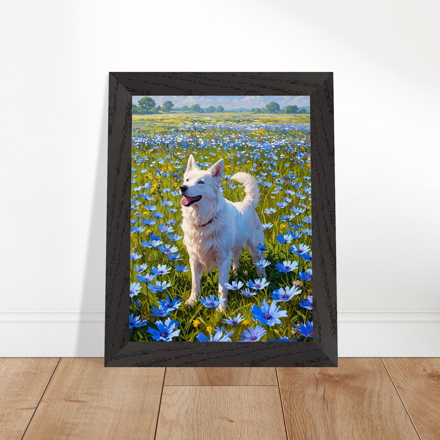 Affiche Berger blanc suisse Encadrée, cadre noir 15x20 cm