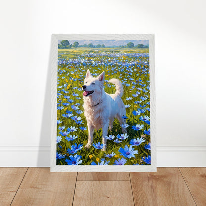 Affiche Berger blanc suisse Encadrée, cadre blanc 30x40 cm
