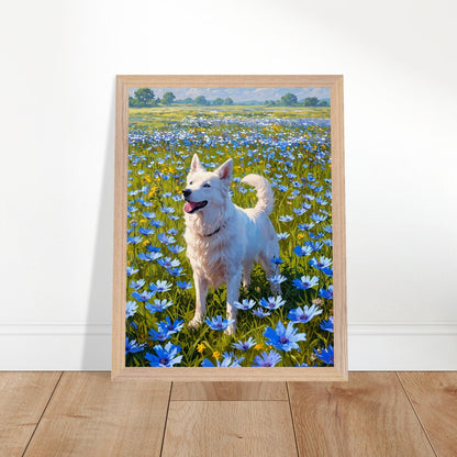 Affiche Berger blanc suisse Encadrée, cadre bois 30x40 cm