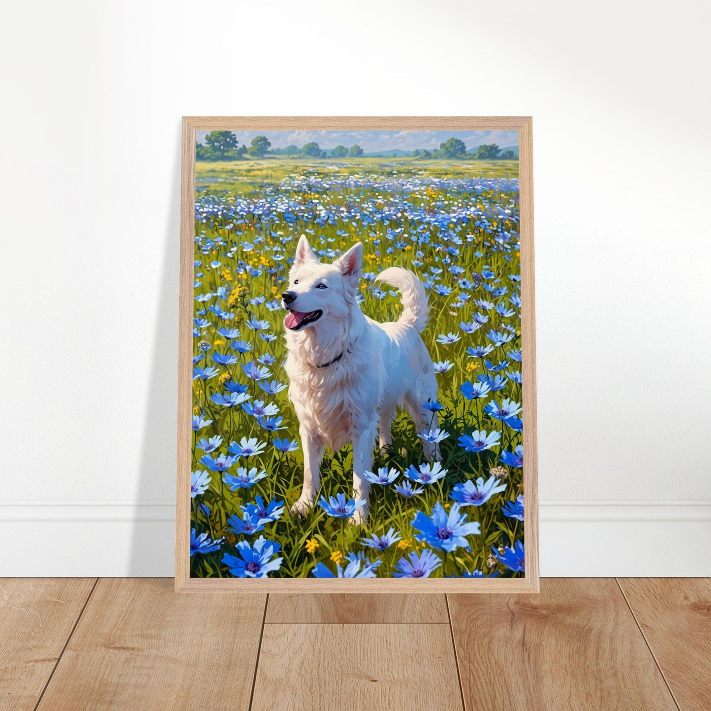 Affiche Berger blanc suisse Encadrée, cadre bois 45x60 cm
