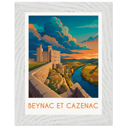 Affiche Beynac et Cazenac - Encadrée, cadre blanc 15x20 cm