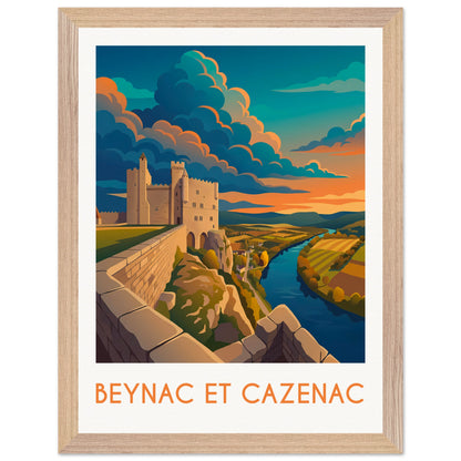 Affiche Beynac et Cazenac - Encadrée, cadre bois 30x40 cm