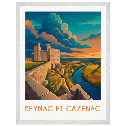 Affiche Beynac et Cazenac - Encadrée, cadre blanc 45x60 cm