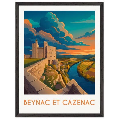 Affiche Beynac et Cazenac - Encadrée, cadre noir 45x60 cm