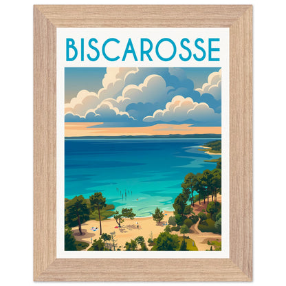 Affiche Biscarrosse - Encadrée, cadre bois 15x20 cm