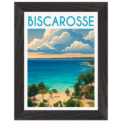 Affiche Biscarrosse - Encadrée, cadre noir 15x20 cm