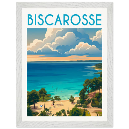 Affiche Biscarrosse - Encadrée, cadre blanc 30x40 cm