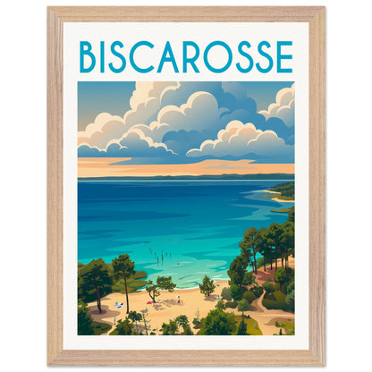 Affiche Biscarrosse - Encadrée, cadre bois 30x40 cm