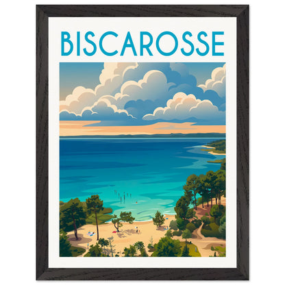 Affiche Biscarrosse - Encadrée, cadre noir 30x40 cm