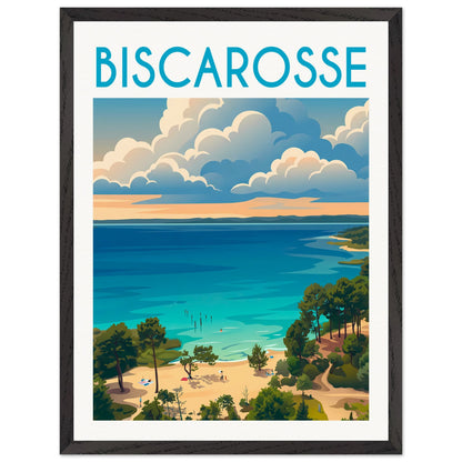 Affiche Biscarrosse - Encadrée, cadre noir 45x60 cm