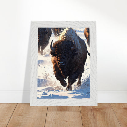 Affiche Bison Encadrée, cadre blanc 15x20 cm