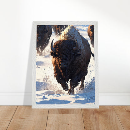 Affiche Bison Encadrée, cadre blanc 30x40 cm
