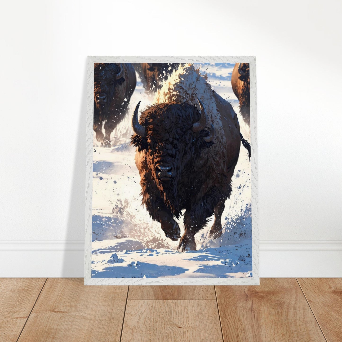 Affiche Bison Encadrée, cadre blanc 45x60 cm