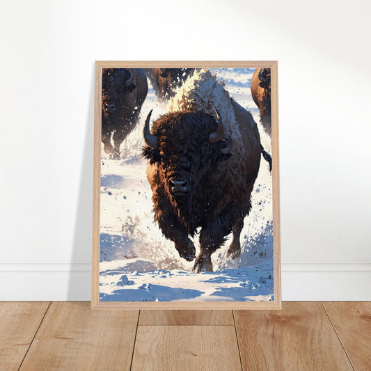 Affiche Bison Encadrée, cadre bois 45x60 cm